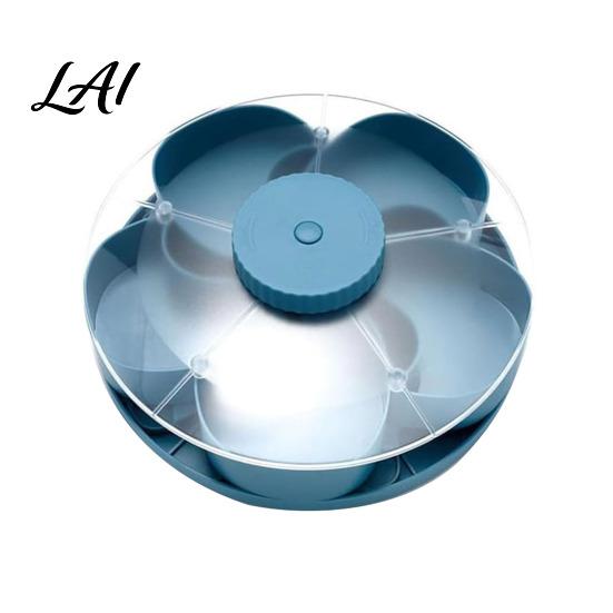Vegetable And Dip Tray Divided Rotating Snack Serving with Lids Spinning Compartment синий