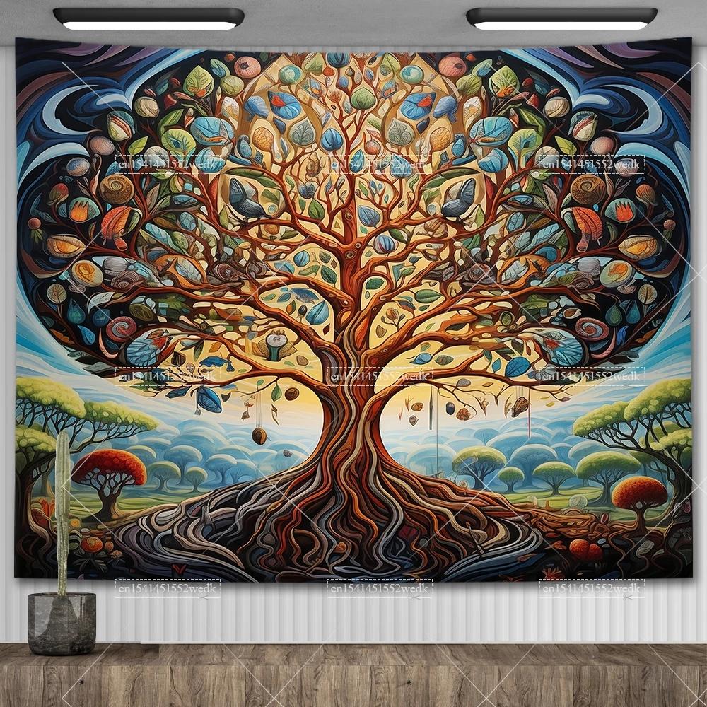 Celtic Tree of Life Tapestry Wall Hanging Room Decor Aesthetic Yoga Mats Landscape Tapestrys Wall Art Decorative Altar Cloths