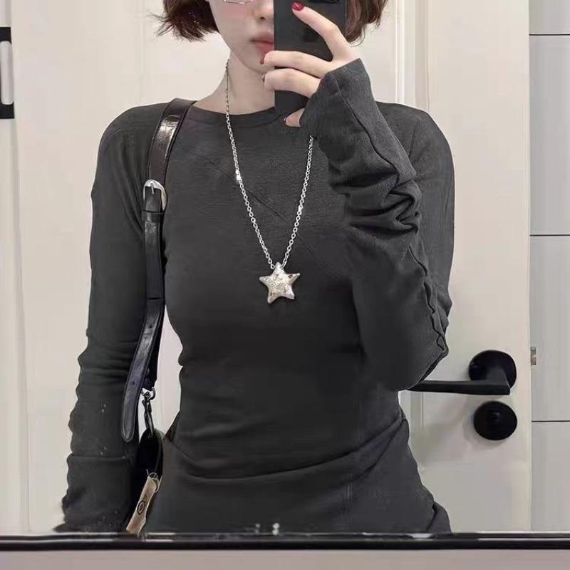 Dopamine Zircon Star Pendant Necklace Women's Sweet Cool Cold Wind Long Sweater Chain Accessories Versatile Fashionable Neck Chain