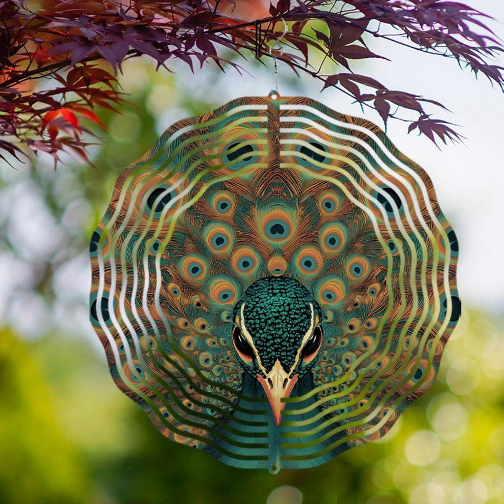 360 Degree Rotating Metal Wind Chime for Garden Decor Perfect Gift for Friends Spring Summer Fall Winter Home Decoration 25.4cm