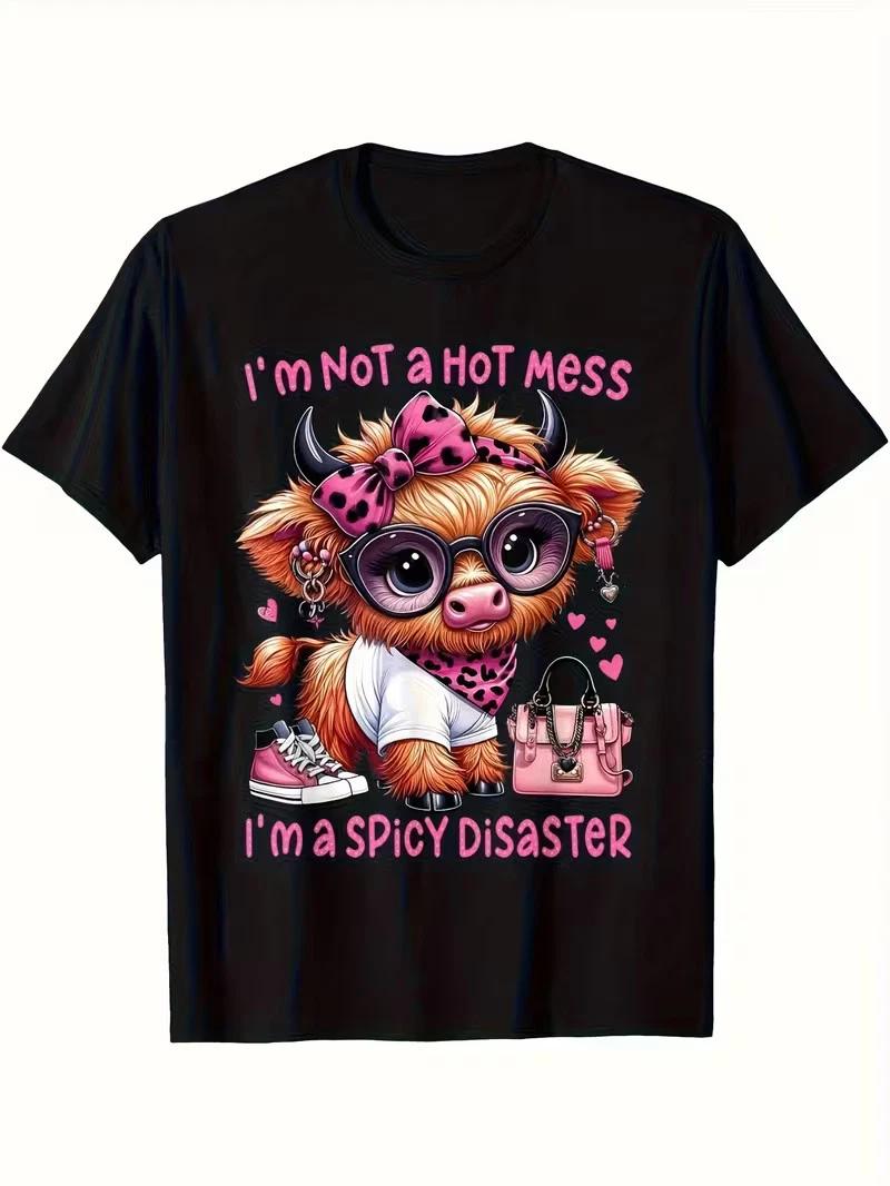 [Spicy Disaster Highland Cow] Funny Highland Cow Spicy Disaster T-Shirt - Cotton M