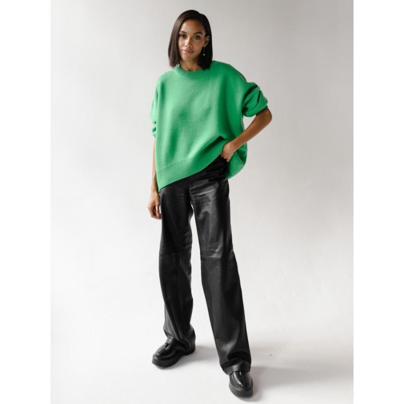 VEZFAA Women's Fashion Casual Fall Winter Solid Color Print Long Sleeve O-Neck Sweaters