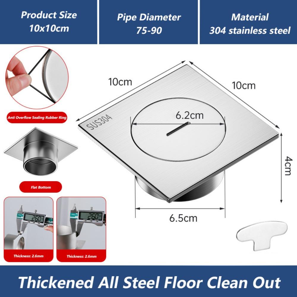 With Cleaning Port Shower Floor Drain 304 Stainless Steel Drainage Port  Bathroom