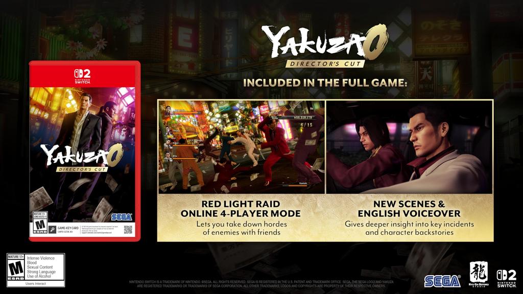 Yakuza 0 Cut North Switch 2 Director's (Imported Version America) – (Game-Key Card)