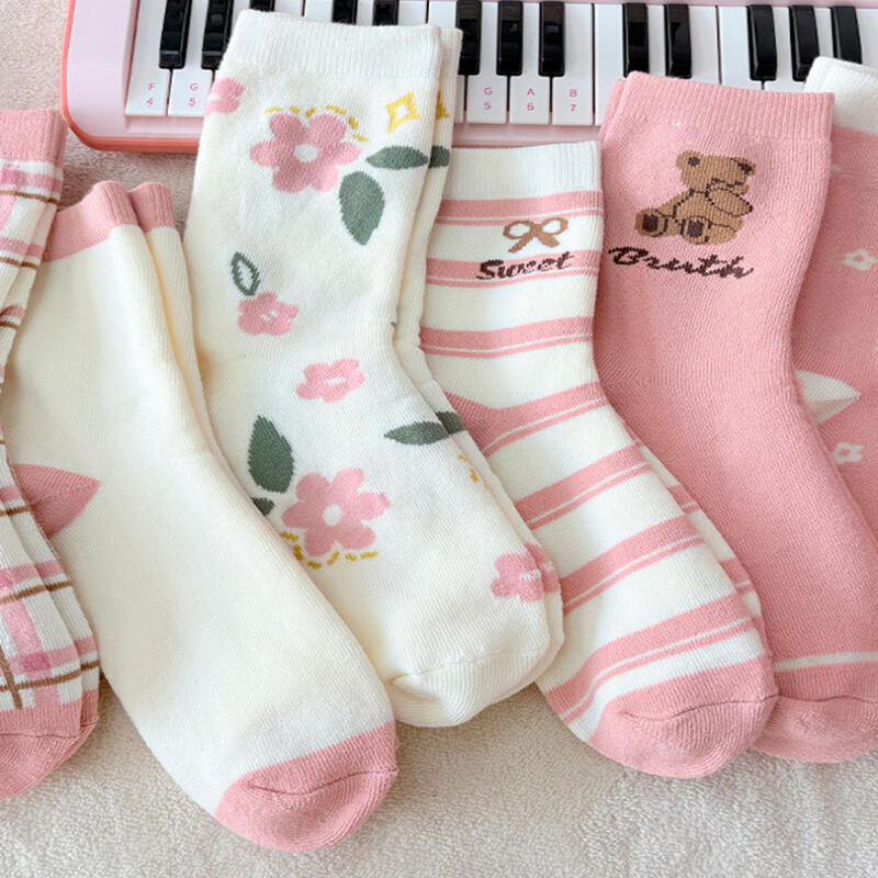 [6-Pair Set] Neo Thick Winter Pink Sleep Socks Set