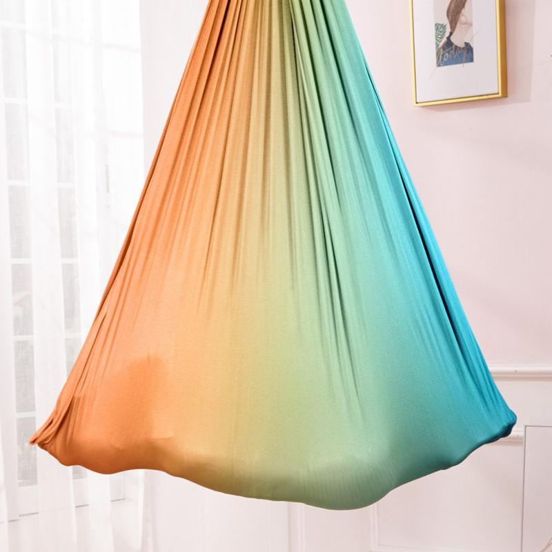 Sensory Swing Indoor Adult Sensory Swing Gradient Color Elastic Foldable Chair For Children Toddler Activities Bedroom Doorway