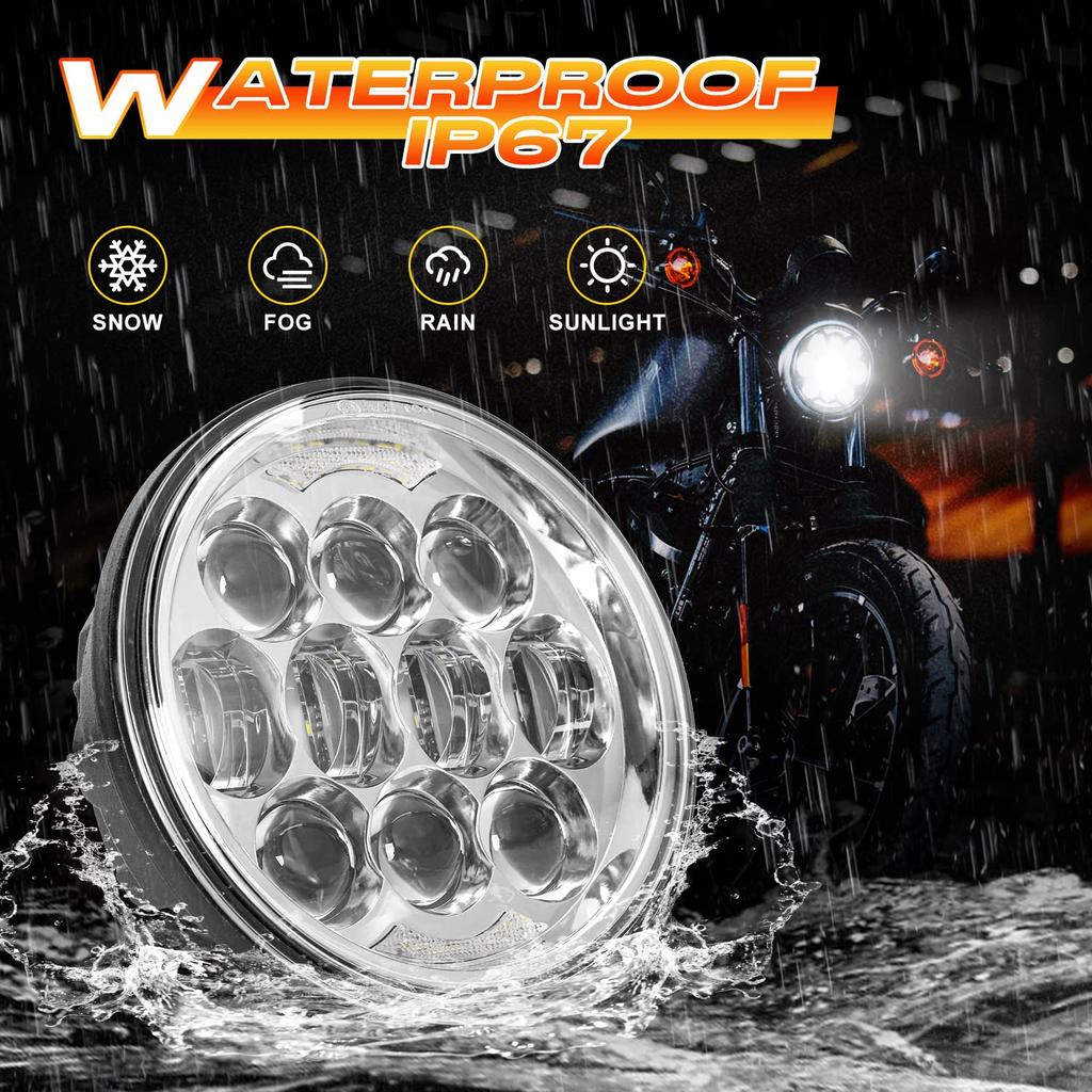 DOT Approved 80W 5-3/4" 14.6cm Round LED Projection Headlight Dyna Street Bob Super Wide