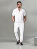 2023 Autumn Men's Solid Color Waffle Lapel Short Sleeve Zipper Suit