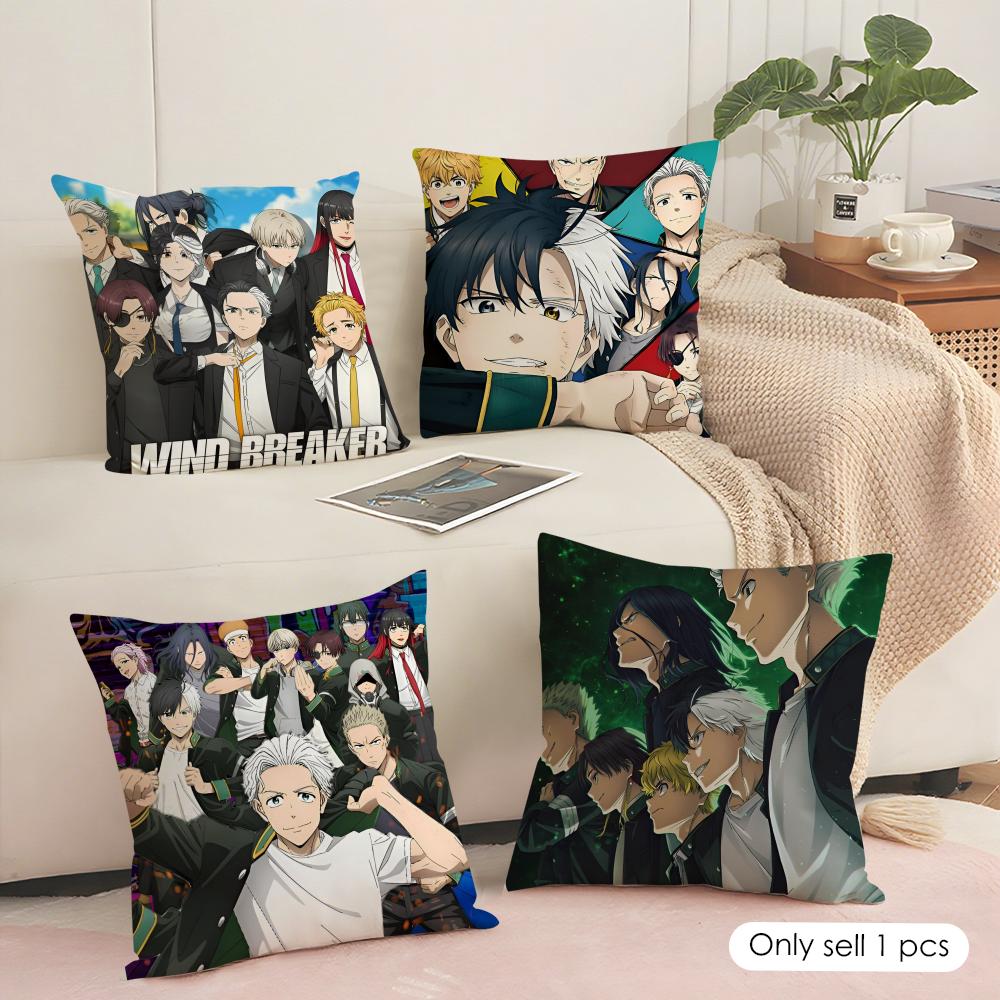 Anime W-Wind Breakers Cushion Cover Pillowcase Ultra Soft Skin Friendly Fabric Cloud Like Comfort & Concealed Zipper