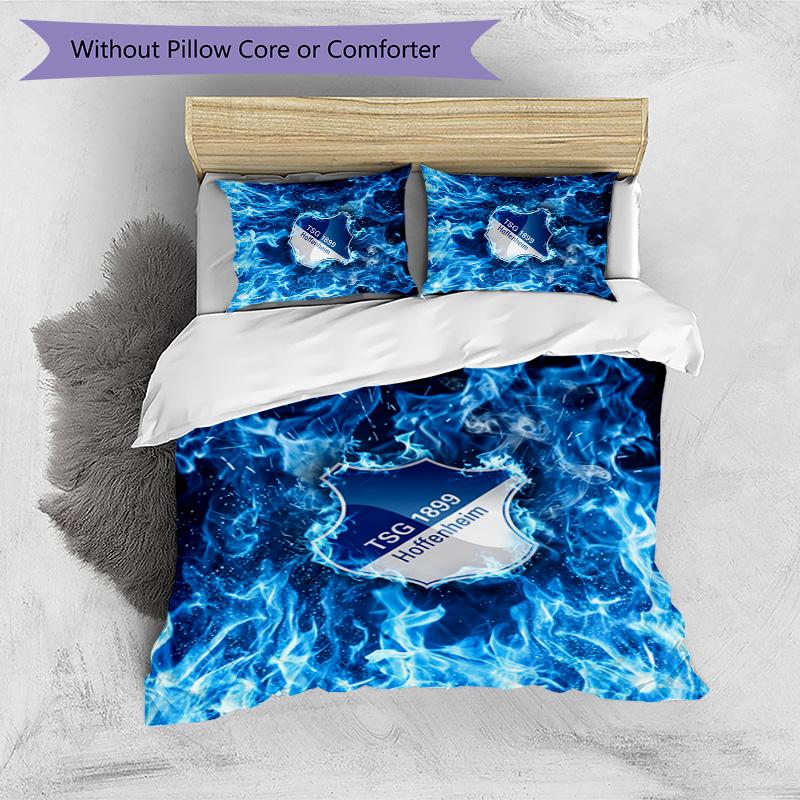 Set Lenzuola 3 Pezzi Stampato TSG Hoffenheim FC Copripiumino Traspirante con Federe Biancheria da Letto Decorativa per Camera da Letto Casa