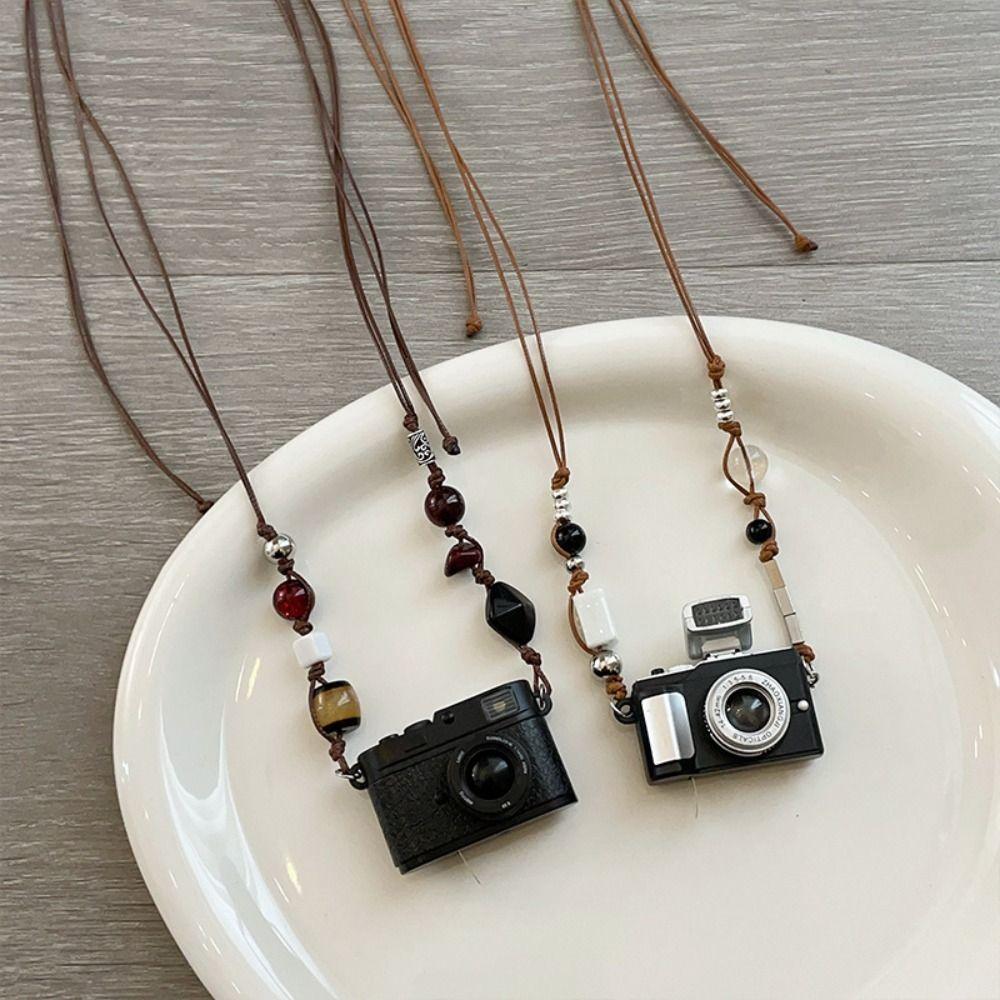 Retro Mini Camera Pendant Choker Flash Light Vintage Sweater Chain  For Men and Women