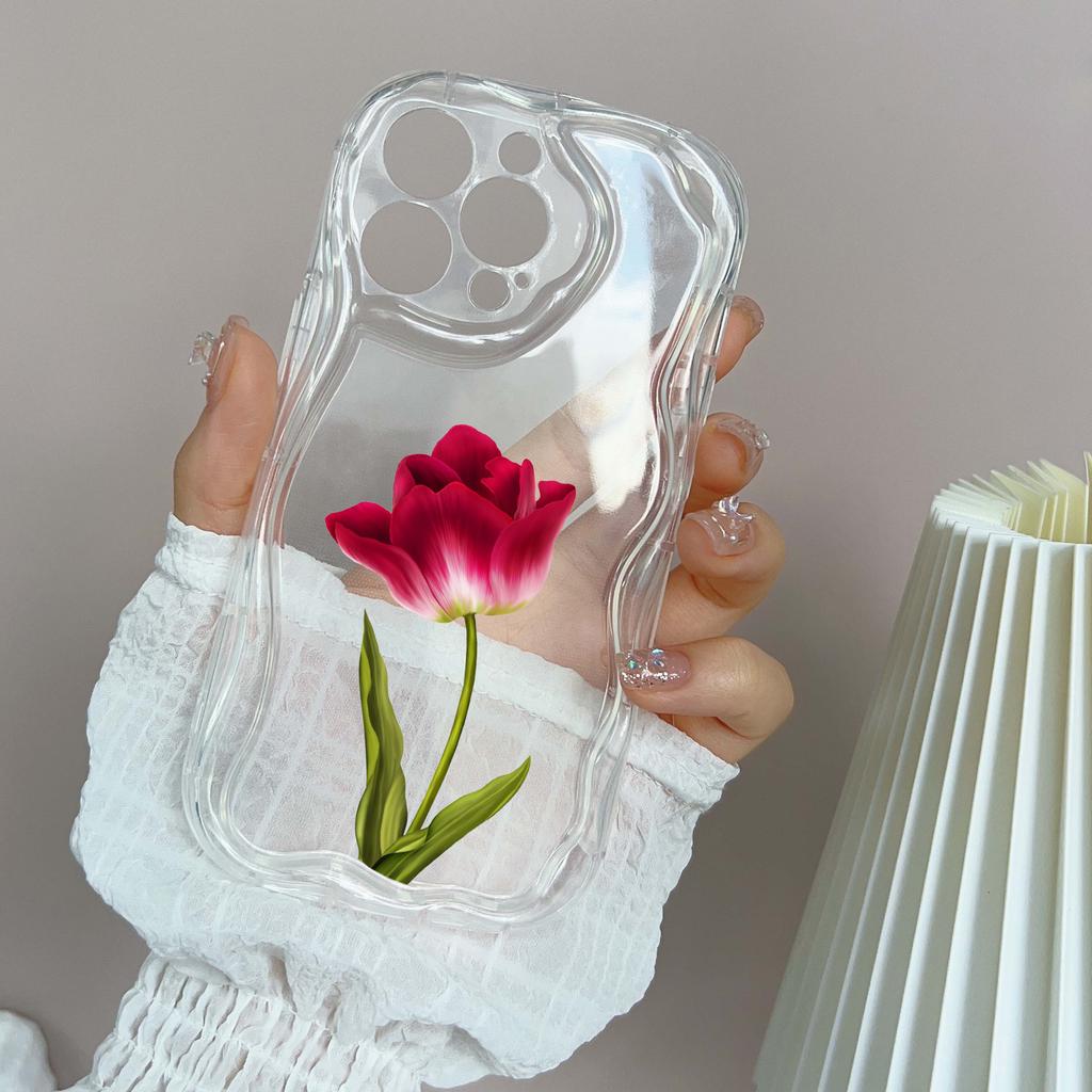 N93 Peony Soft Wavy Phone Cases for iPhone 14 Pro Max 13 Mini 15 Plus XR 7 8 6 XS Max 12 11 Protective Bumper Cover