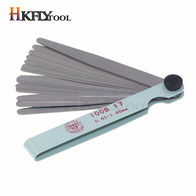 100mm Length Metric Feeler Gauge 17 Blade Gap Filler 0.02-1.00mm Thickness Measurement Layout Tool
