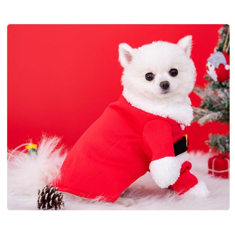 Neue Weihnachtsmann Hunde Kleidung, Zweibeinige Weihnachtsoutfits, Haustierkleidung, Welpen Weihnachtsmantel