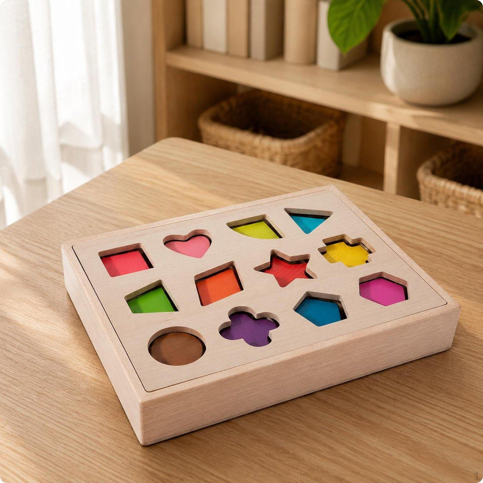 Wooden Shape Matching Board Early Learning Educational Puzzle Sorting Game for Multicolor