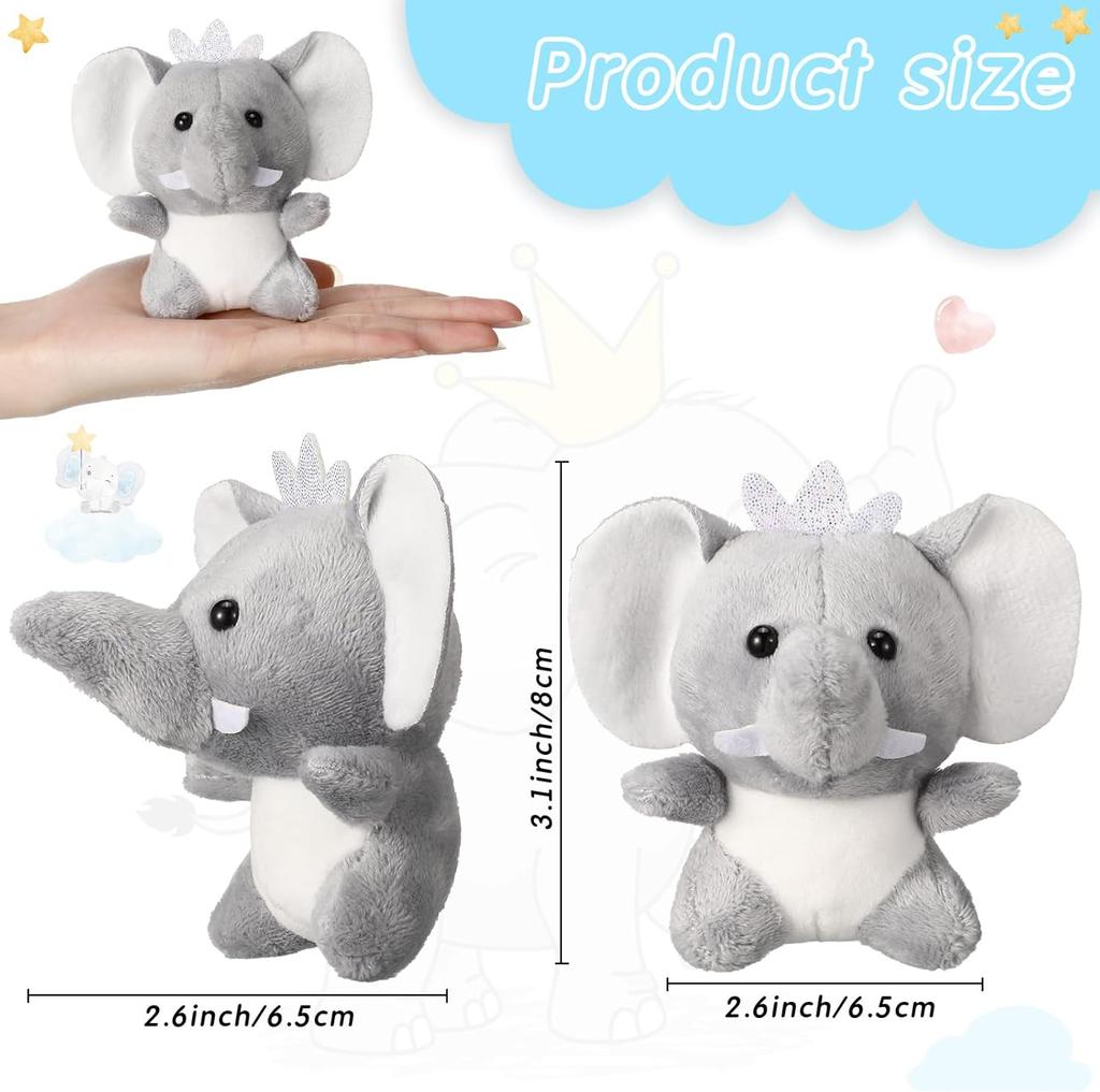 8-48PCS Mini Elephant Stuffed Animals 4Inch Cute Elephant Stuffed Plush Toys Small Forest Animals for Baby Shower Birthday Gifts