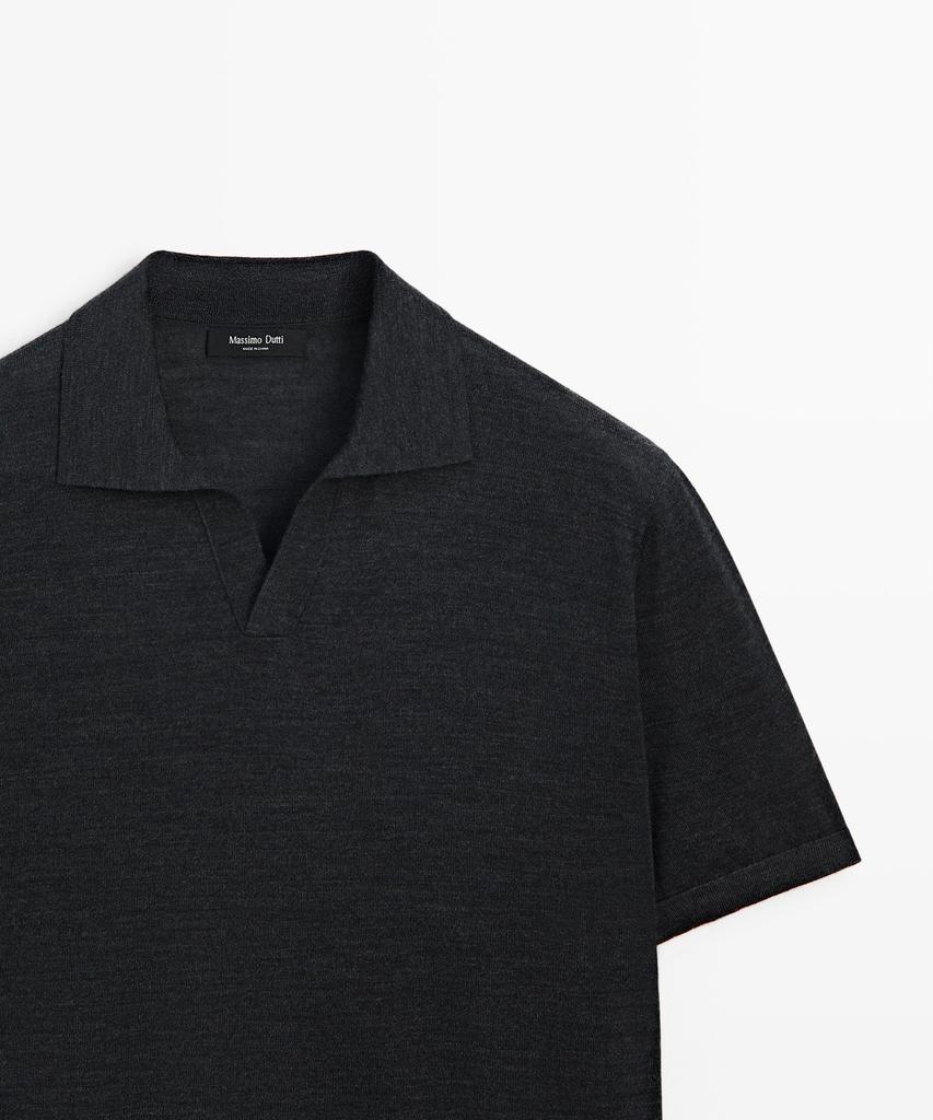 Masimodutti Wool Blend Short Sleeve Knit Polo Shirt