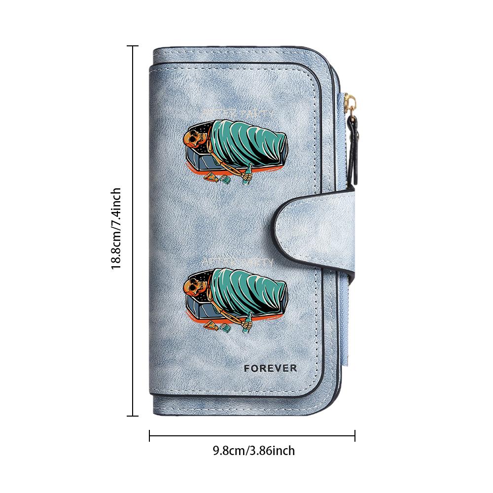 Gothic Skeleton Print Long Wallet Casual Portable Card Holder Fashion Daily Purse