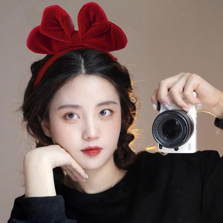 2023 New Year & Christmas Red Velvet Bow Headband - Women's & Children's Festive Hair Accessory