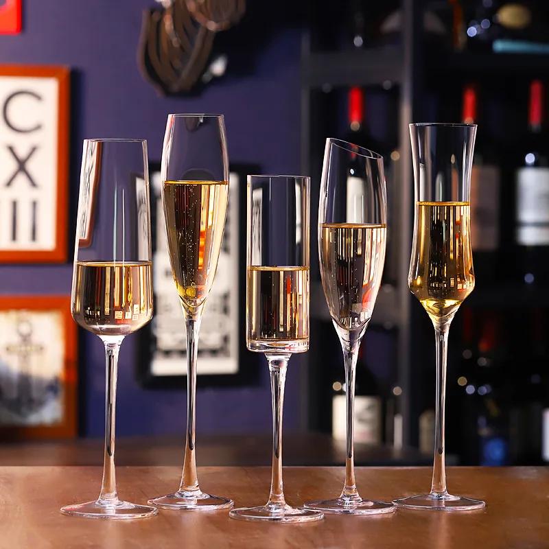 220 ML Crystal Champagne Flute Goblet Wine Glass Moet Glasses Cup for Bar Household Wedding Party Sparkling Wine Cocktail Glass