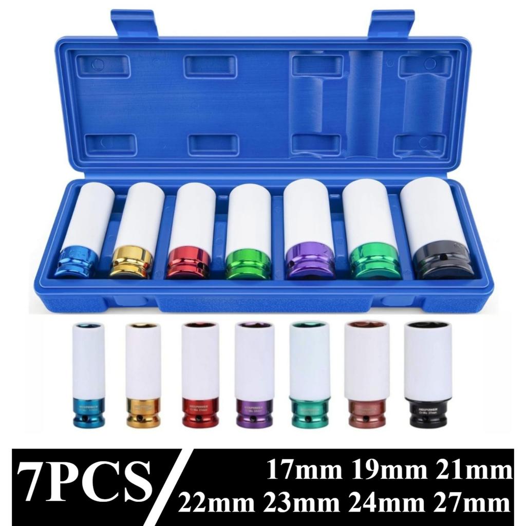 Socket Wrench Sleeve 17 19 21 22 23 24mm Hole Colorful For Tire Protection Repairing Tool For Deep Impact Nut Driver Manual Tool