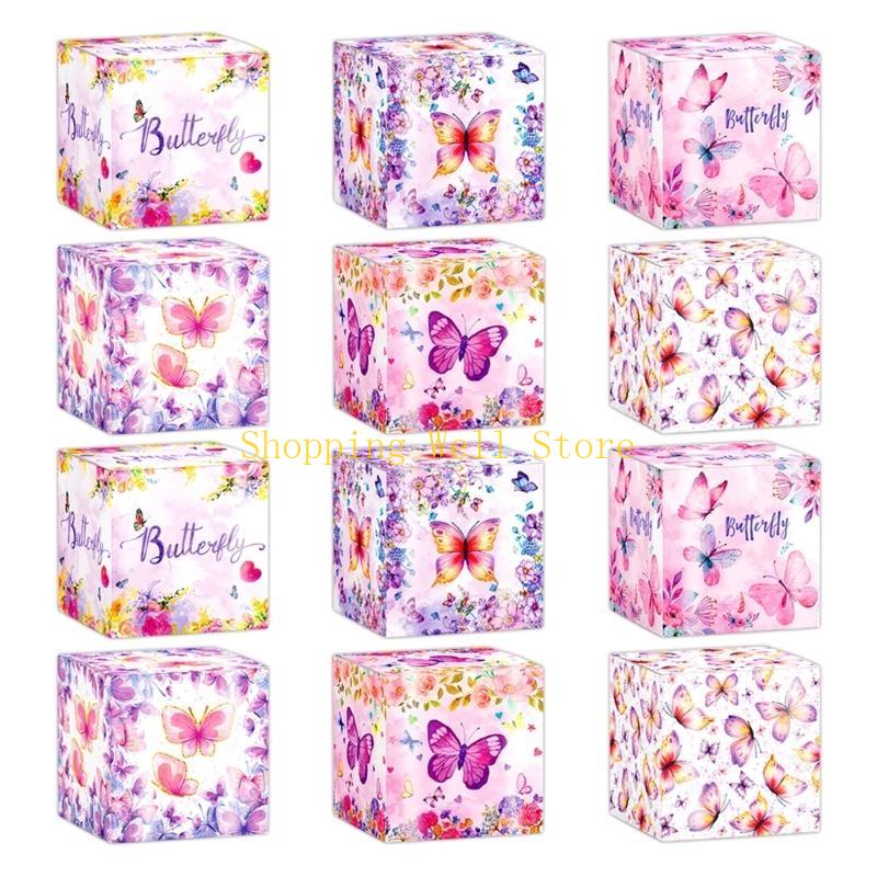 KX4B 12/18pcs Sophisticated Pink Butterfly Gift Boxes Suitable For Various Occasion Including Weddings And Anniversaries