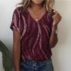 Beauty V-Neck Women's T-Shirt Printed T Shirt For Women Summer Short Sleeve Tee Fashion Casual Ladies Clothes New Pullover Tops