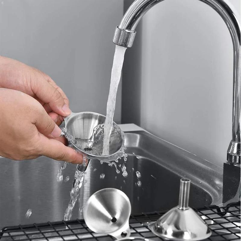 4 Pcs Stainless Steel Kitchen Funnels Set Food Grade Metal Funnels for Filling Bottles Small Funnels for Essential Oil Spices