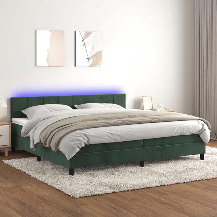 VidaXL Sommier à Lattes de Lit avec Matelas et LED, Lit Rembourré avec Tête de Lit, Lit Double, Lit Adulte de Chambre, 3134426