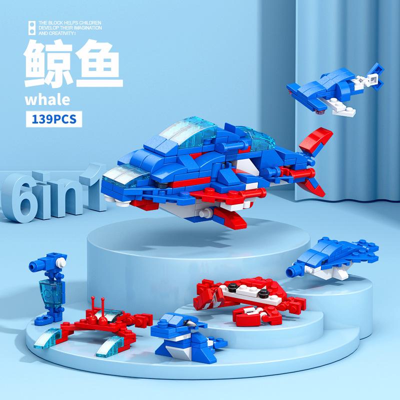 NEU DIY 6in1 Bahnstrecke Roboter Hubschrauber Fahrzeug Bausteine Kit Mädchen Ziegel Film Modell Kinder Spielzeug