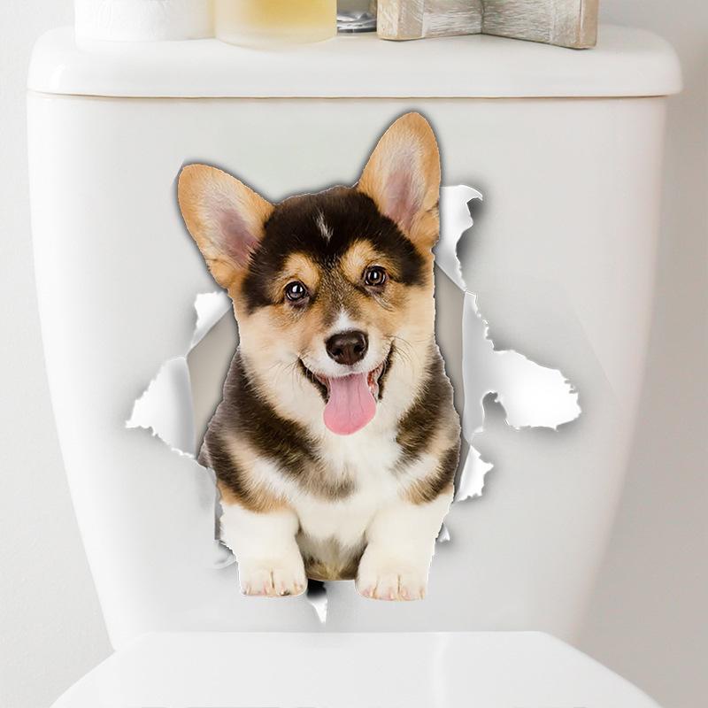 Gerissener neugieriger Kätzchen Toilettenaufkleber 3D-Effekt Badezimmer Toilettensitz Wasserdichter Aufkleber Selbstklebend