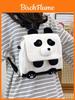 Zaino in Tela Panda per Ragazze con Ricamo Compatta Borsa da Viaggio per Studenti