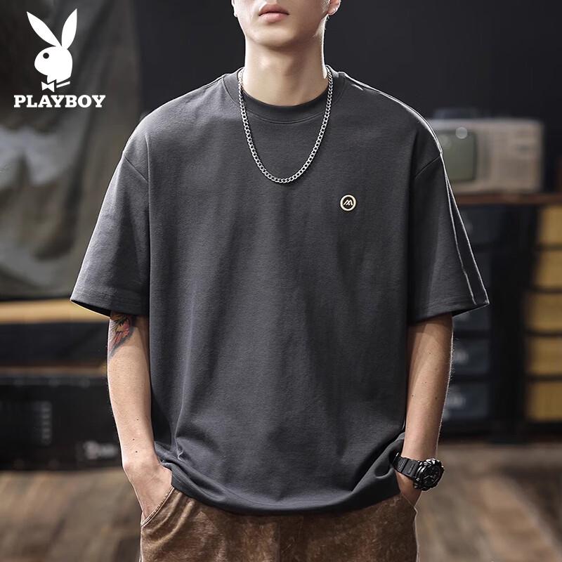 PLAYBOY Men s Embroidered Loose Fit Short Sleeve T-shirt 4XL