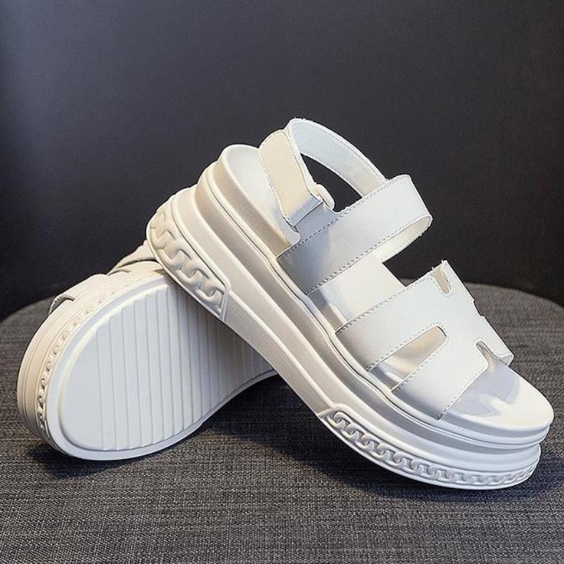 7CM Luxury Designers 2024 Fashion Leather Women Platform Sandals Chunky Sports Wedge Shoes For Woman Summer Students Shoes Large