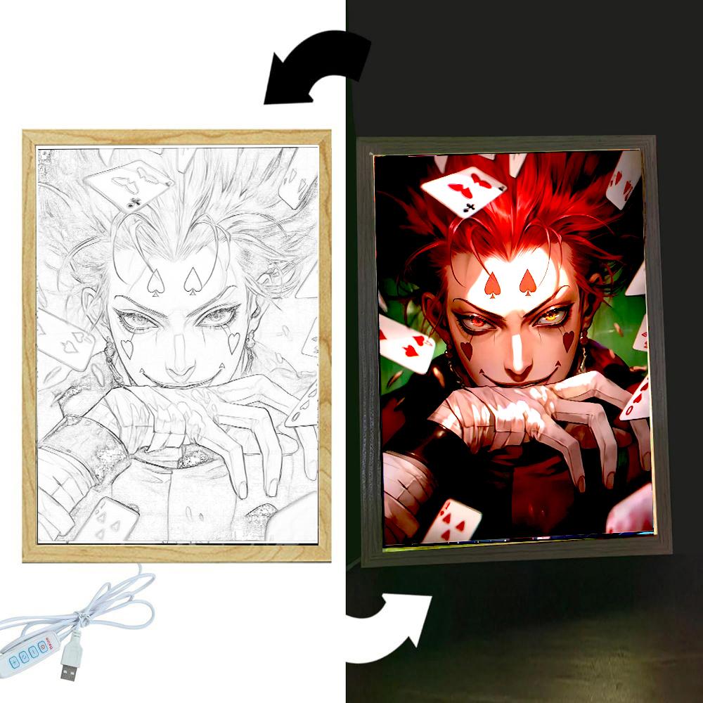 Anime Figure Hunter×Hunter Light Painting Photo Frame Killua Chrollo Action Figure Night Light Collection Toys Kid Birthday Gift