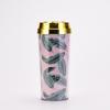 Double Layer Thickened Coffee Cup Insert Card Flower 16Oz Plastic Water Cup Heat Insulation Portable Water Cup