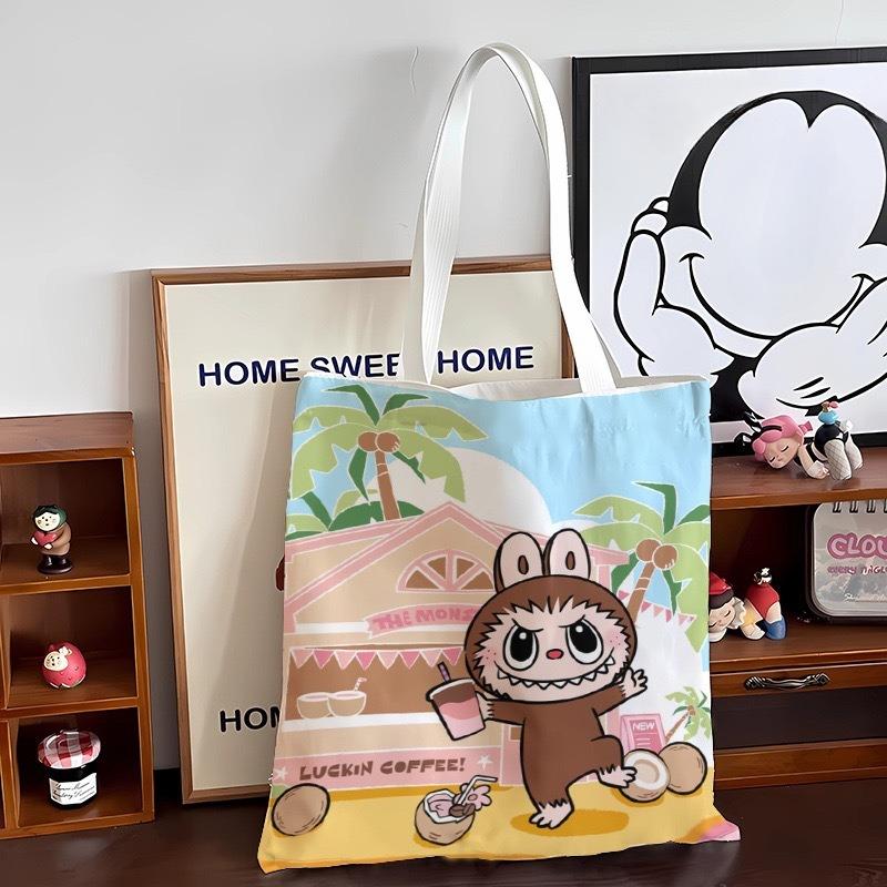 

2025 Новые Популярные Женские Сумки Labobo Высококачественная Износостойкая Холщовая Одноплечевая Сумка Милый Мультяшный Студенческий Класс Сумка-тоут Повседневная Сумка для Шоппинга