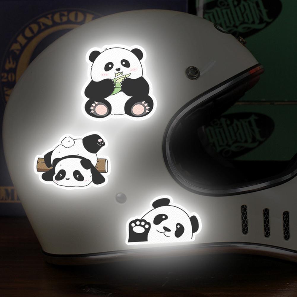 5ks/sada nálepka na motocyklovou přilbu Vodotěsný Creative Pandas noční výstražná cedule Reflexní nálepka Exteriérové příslušenství