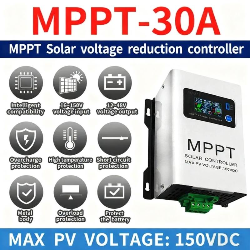 MPPT Solar Panel Charge Regulator 30A/60A Auto Solar Charge Battery Regulator for Electronic Device Easy to Use