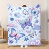 1pc Flannel Blanket Beautiful Butterflies Flying Gracefully Soft Comfortable And Warm This Nap Blanket/Sofa Blanket Is Suitable Fo