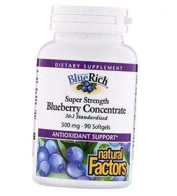 Heidelbeerenfruchtkonzentrat, BlueRich Heidelbeere, Natural Factors  90 Weichkapseln (71406005)