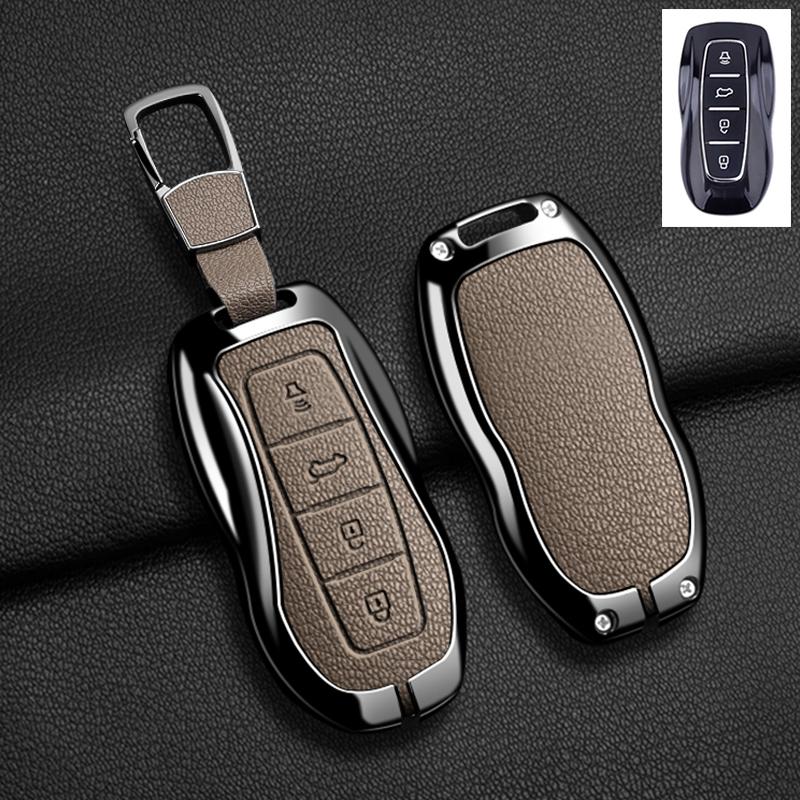 Interior Mouldings 4 Buttons Car Key Cover Case Shell For Ford EQUATOR JMC Plus 5 6 7 Sport EcoBoost Zinc Alloy Leather Protect