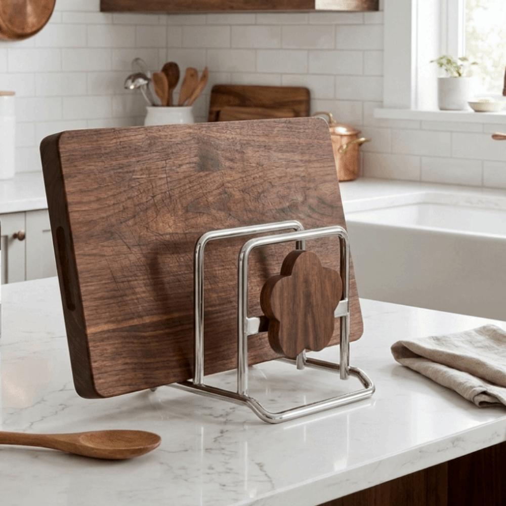 Stable Cutting Board Rack Vintage Style Countertop Draining Storage Shelf for Kitchen