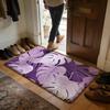 Purple Tropical Leaves Floor Mat Soft Flannel Absorbent Mat Non-Slip Rug Home Bedroom Bathroom
