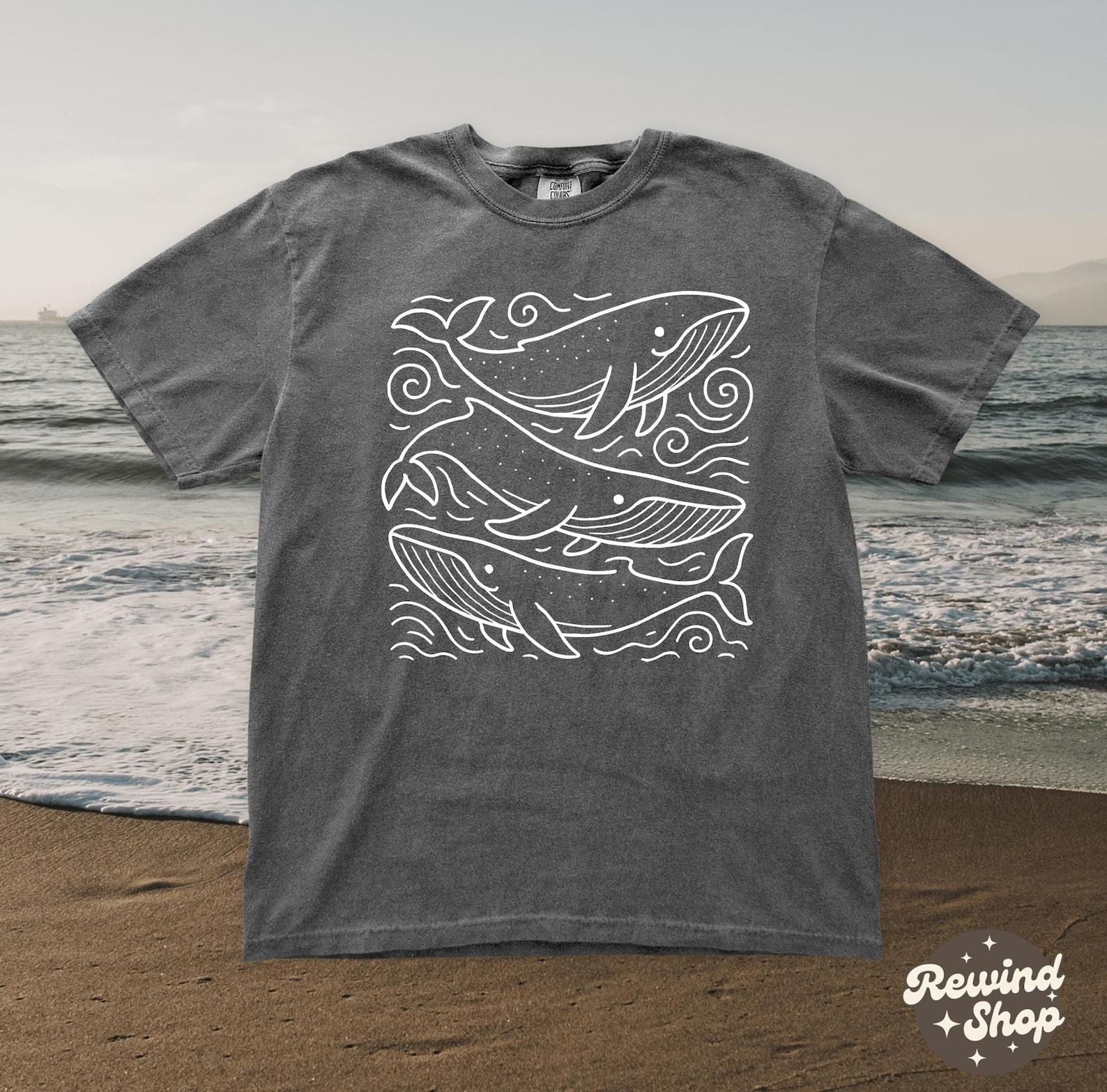 Whale Doodle Comfort Colors® Tshirt - Minimalist Ocean Shirts - Ocean Whale Graphic Tee M