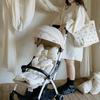 Butterfly Embroidered Quilted Diaper Tote: Large Capacity Mommy & Baby Stroller Organizer