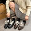 Fashion French Vintage Mary Jane Shoes Women's Spring 2025 Fashion Large Size British Style Square Head Knot Tied Single Shoes