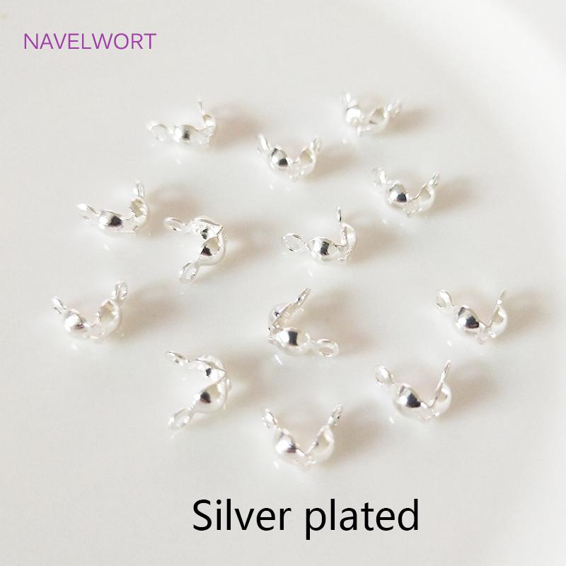 Jewellery Making Supplies Findings Thickened 14k/18k Real Gold Plating 4MM Double-Cup Bead Tip Crimp Cover for DIY