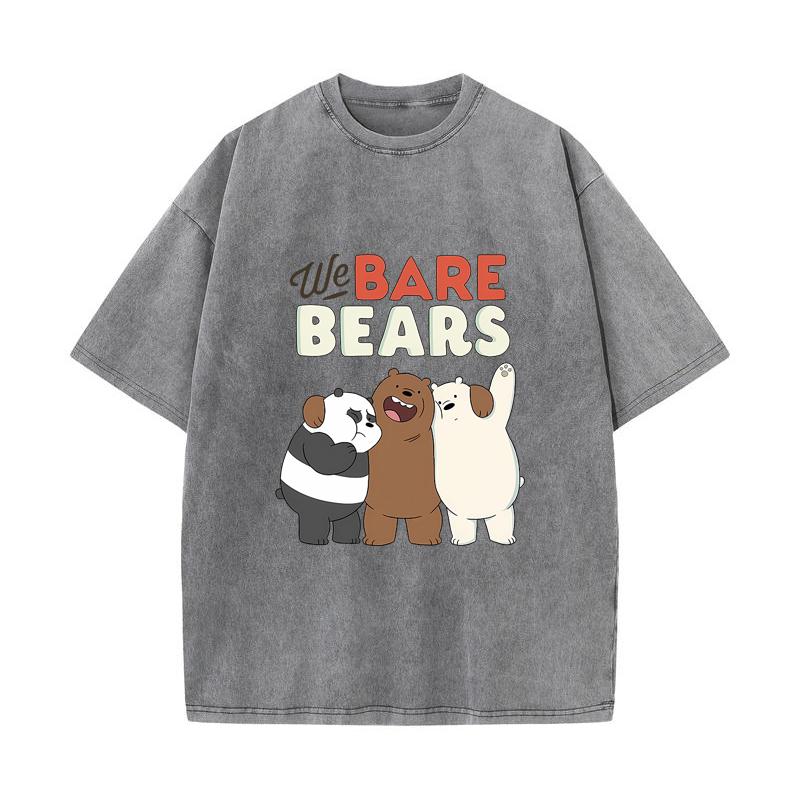 SX-71 MINISO 2026 Summer Vintage Wash Printed Pure Cotton Shoulder Style Men's and Women's Round Neck Short Sleeved Couple T-shirt