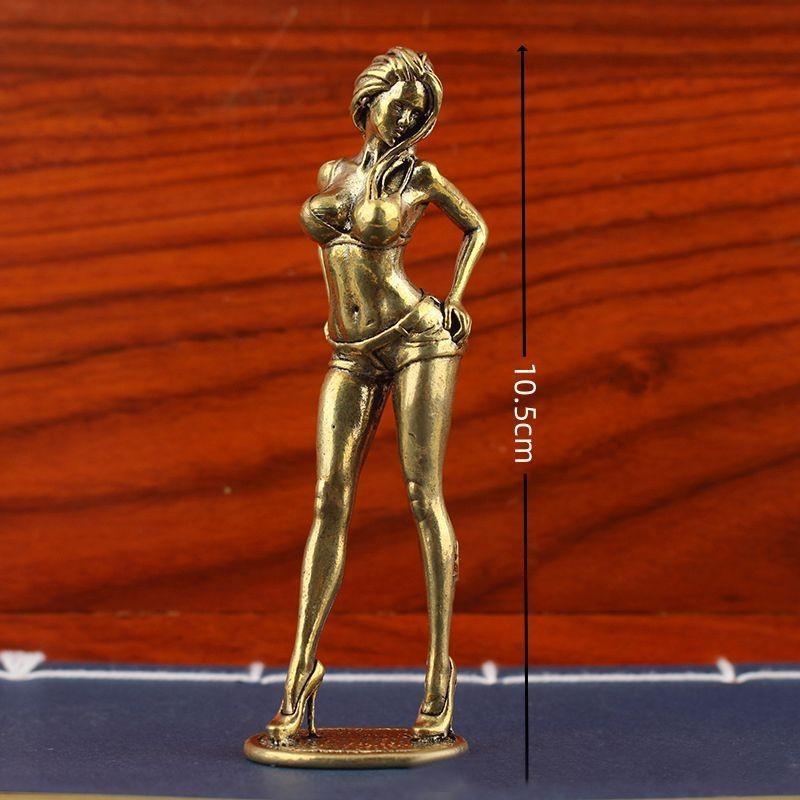 Alloy Finish Feminine Statue Exquisite Handcraft Retro Aesthetic For Home Office Shelf Decor Art Collection Gift